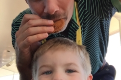 Sawyer & Dad Enjoying Cabanas Chocolate Chip Cookies