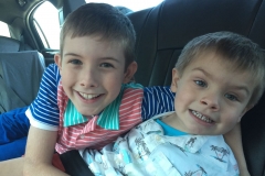 Brotherly love on the limo ride to Disneyland