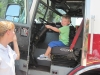 Hunter driving the fire truck