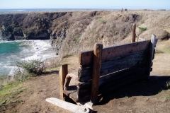 Old Wood Bench Overlooking the Pacific Ocean